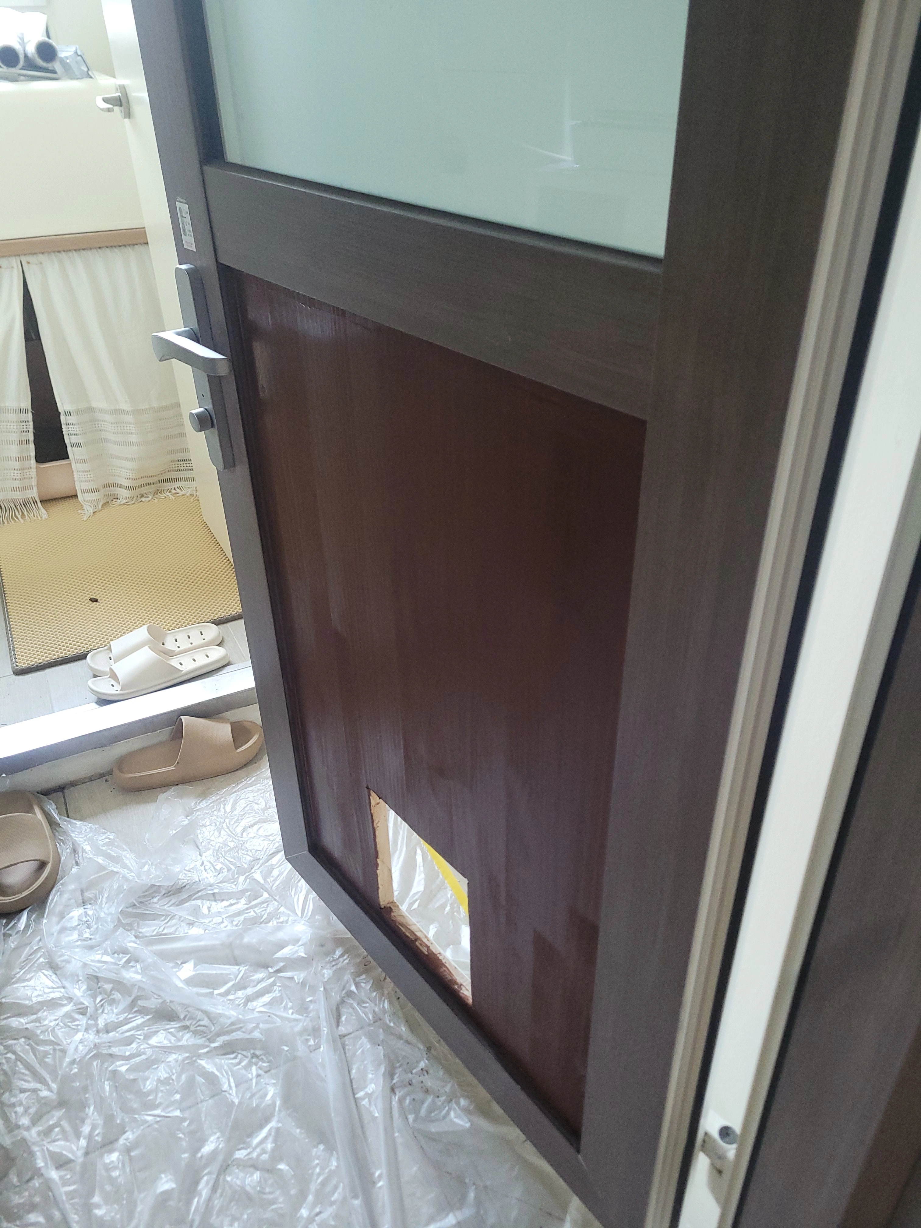 펫도어설치 부산 시공 전